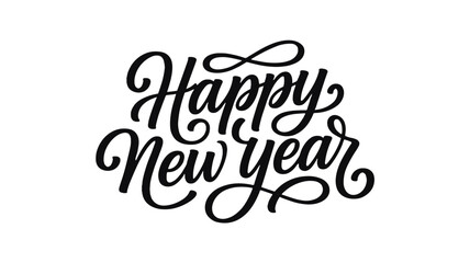 Happy New Year Elegant Minimalist Brush Calligraphy Lettering