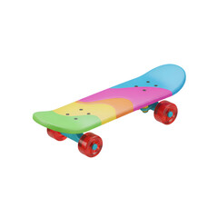 Colorful Skateboard with Red Wheels.