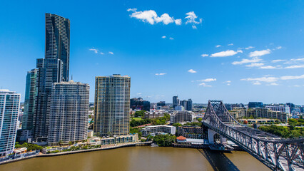 Brisbane City Skyline and Brisbane River on a Sunny Day, Australia