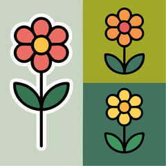 three bold blooms in graphic harmony; petals pop across color blocks in playful floral symmetry