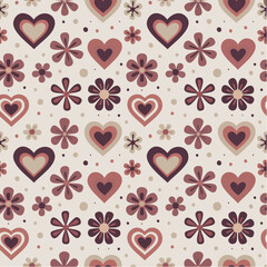 hearts in bloom; layered petals and love motifs dance across a seamless field of soft pinks