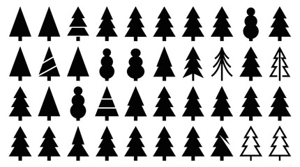 Assorted Black Christmas Tree Silhouettes Collection