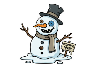 Friendly Snowman with Carrot Nose and Accessories
