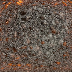Isolated slice of burnt toast closeup