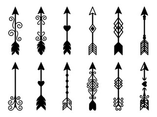 Vertical Arrow Icon Set with Motifs