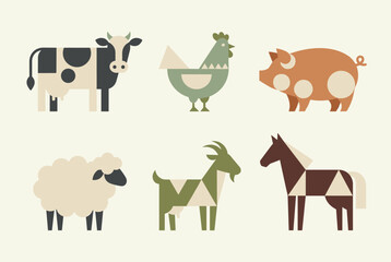 Farm animals (cow, chicken, pig, sheep, others)