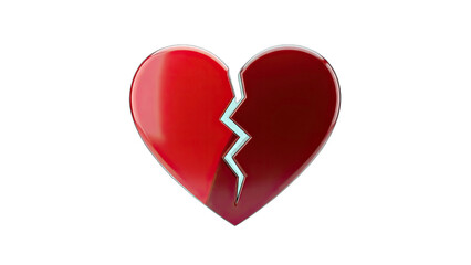 3D Broken Heart Symbol on transparent background