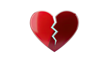 3D Broken Heart Symbol on transparent background