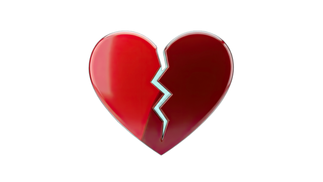 3D Broken Heart Symbol on transparent background - Powered by Adobe