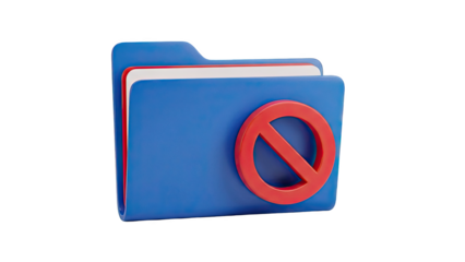 Blue folder with a red prohibition symbol