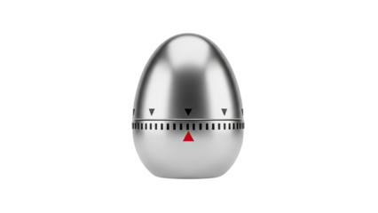 Silver Egg-Shaped Kitchen Timer with Red Triangle Indicator
