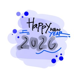 Modern Happy New Year 2026 Typography Art