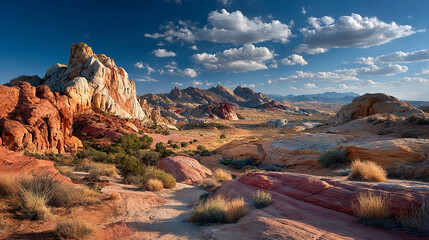 Sandstone texture in desert landscape background, layered red rocks with natural erosion patterns, arid terrain, geological formations, sunlight accentuating textures, desert wilderness