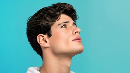 The Soaring Dream: A Young Man Gazing Upward with Hope, envisioning a bright future. This portrait encapsulates ambition and optimism. 