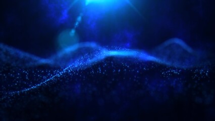 Abstract waves from particles and dots of energetic magic with the effect of glow and blur, abstract background © Bolbik