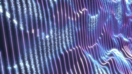 Blue looped energy waves from particles glowing bright magical abstract background