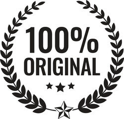 Authenticity badge 100% original, laurel wreath, logo design