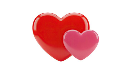 Two Shiny Hearts, One Red, One Pink