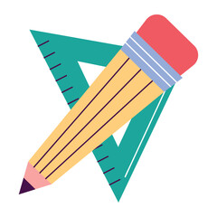 Kawaii Minimalist Flat Style Pencil Vector Illustration