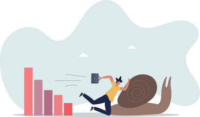 World economic slow down due to COVID-19 Coronavirus pandemic, GDP growth slowly or decline in recession concept.life and employment of people. © Oleg