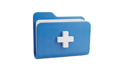 Obraz premium 3D Render of Blue Folder with White Plus Symbol