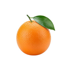 Fresh orange with leaf isolated on Transparent Background