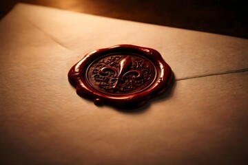 Wax Seal on Vintage Paper Envelope