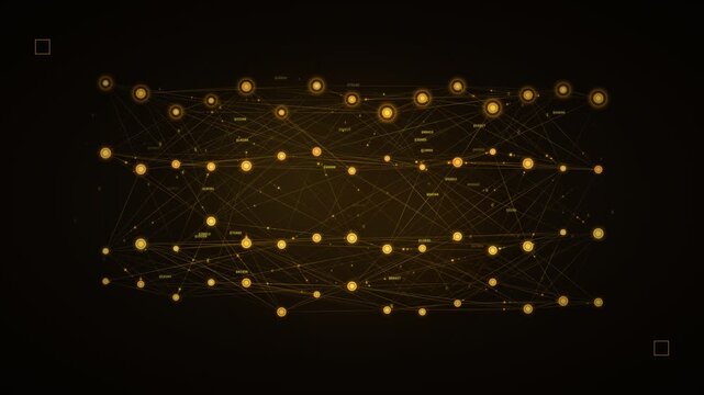 Financial Services Transaction Network with Golden Particles - Data Flow 4K Background