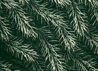 Obraz premium Green halftone fir branches seamless pattern macro Christmas texture