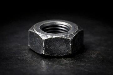 Industrial Metal Hex Nut Close-Up
