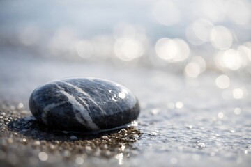Smooth Wet Stone with Minimal Background