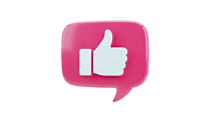 Obraz premium 3D Like Icon with Pink Speech Bubble on transparent background
