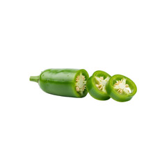 Green Jalapeno Pepper Slices on Transparent Background