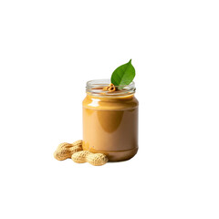 Jar of peanut butter with peanuts