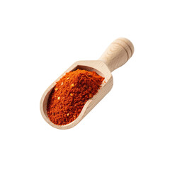 Wooden scoop full of chili flakes