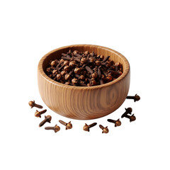 Wooden bowl full of dried cloves spice