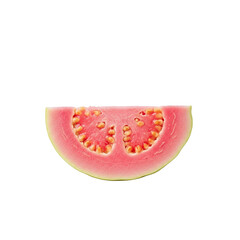 Half slice pink guava fruit on Transparent Background backdrop