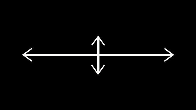 Minimalist white 4-way arrow and coordinate axis animation on black background. Ideal for navigation, direction, and mathematical motion graphics.