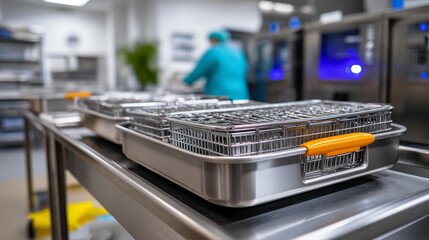 Washer disinfector machine and medical equipment trolley in central sterile supply department automated cleaning technology instrument processing clinical sanitation equipment