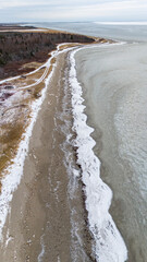 Frozen shoreline of New Brunswick, Canada. 