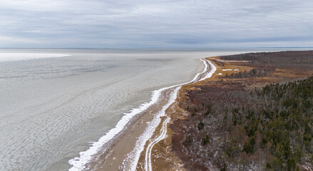 Frozen shoreline of New Brunswick, Canada. 