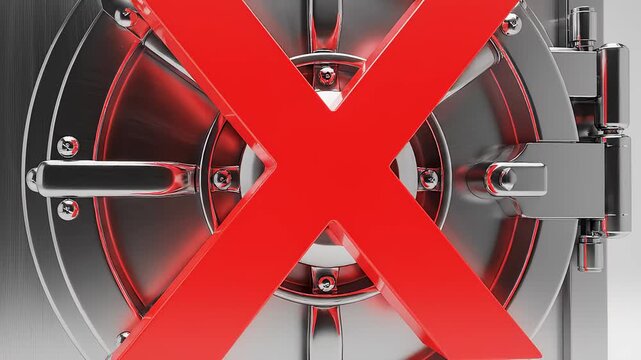 Metal Safe Box Door Closes With Red X Showing Restriction on Security