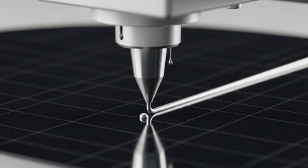 Silver busbar printing process uses nozzle to extrude thick silver paste onto wafer surface in a lab setting