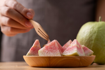 Sliced guava ready to eating, Tropical fruit high vitamin C