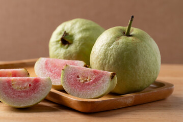 Sliced guava ready to eating, Tropical fruit high vitamin C