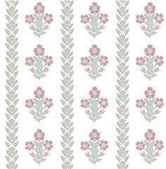 Stripe Block Print,Floral stripe pattern ,boho flower repeat, Vintage flower design, Stripe flower