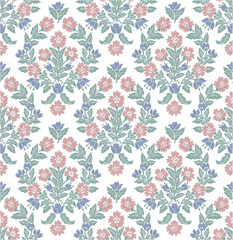 FLORAL BLOCK PRINT REPEAT VECTOR PATTERN FLOWER DESIGN BOHO PATTERN