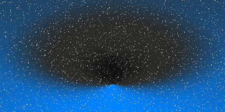 Black hole with blue gradient halo and starry space, radiating cosmic depth and gravitational pull