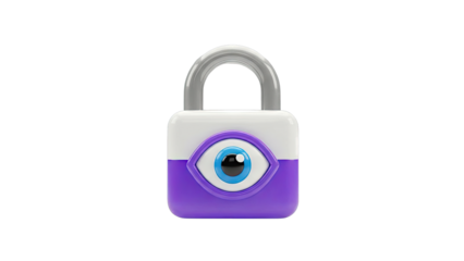 3D Lock Icon with an Eye Symbol