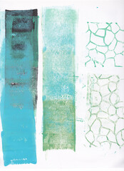 High-resolution abstract background features a dynamic blend of black and colored paint, hand-created using a Gelli plate and a brayer roller. The resulting image captures an authentic grunge.